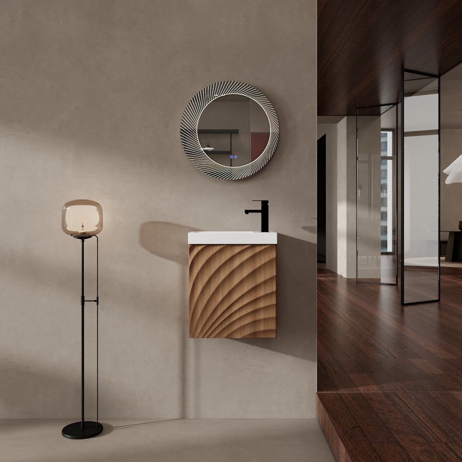 Wall-Mounted Bathroom Vanity w/Resin Sink, Storage Cabinet w/Soft Closed Door