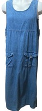 Blue J Womens Jumper Large Cotton Denim Pinafore Overall Dress Y2K Vintage