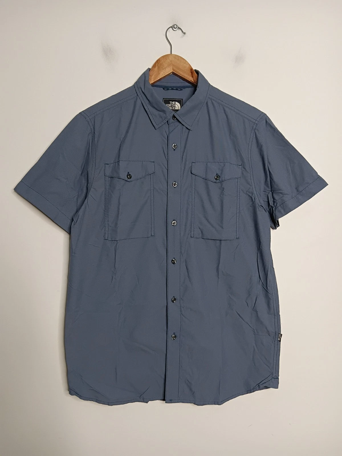 The North Face Shirt Mens Medium Blue Nylon Gorpcore Hiking Mountain Climbing