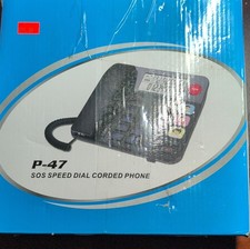 P-47 Corded Phone, SOS Speed Dial, Speakerphone, LCD Display, White/Black