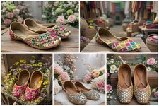 Women Wedding jutti ethnic embroidery mojari Punjabi khussa Kundan US size 6-11