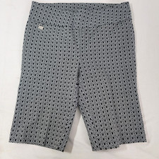 Rafaella Comfort Women's Black  White Print Shorts Size 6 Stretchy 11" Inseam