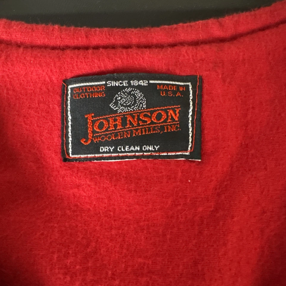 Chaleco de lana Johnson Woolen Mills vintage negro/rojo búfalo a cuadros con cremallera para hombre talla S Foto 2 de 4