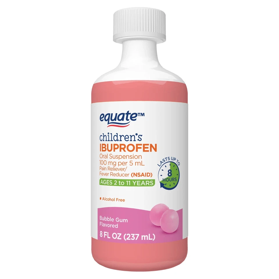 Equate Children's Ibuprofen Oral Suspension, 100 mg, Bubble Gum Flavor, Ages 2 t - Image 2 of 4