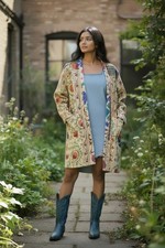    Kantha Handmade Cotton Long Jacket Women Vintage Indian Sari
