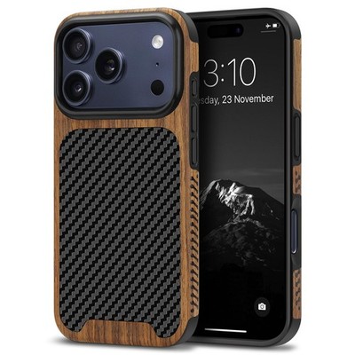 TENDLIN Compatible with iPhone 17 Pro Max Case Wood 17 Max, Black 