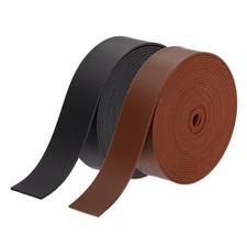 2Roll Faux Leather Straps, 1" x 137.8" Leather Strip 2mm Thick, Black/Brown 
