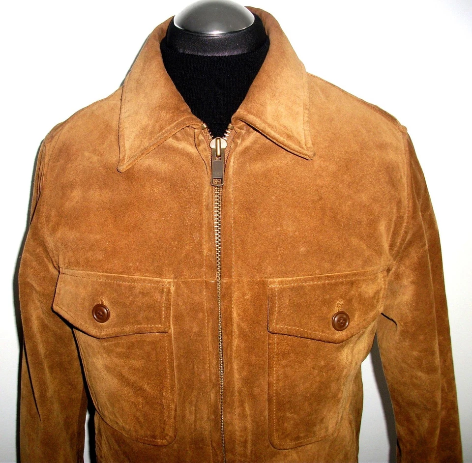LEATHER SUEDE SHERPA Fleeced COUNTRY WESTERN JACKET COAT TRUCKER BOMBER Biker S - Image 3 of 4