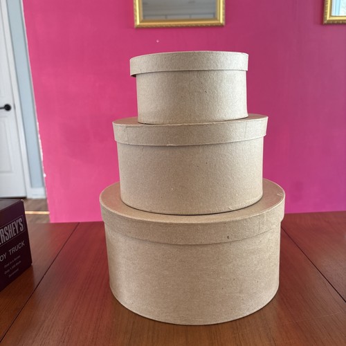 Set of Round Nested Paper Mache Boxes - 3 boxes, per set | eBay