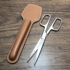 AS Arthur Salm Vintage Steel Scissors Italy & Leather Solingen Germany Sheath