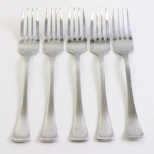 Lot Of 5 Oneida Silver Emma (Stainless, Satin) Oval Dinner Forks 8" Long