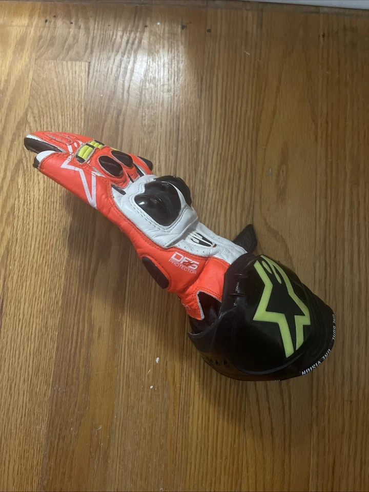 Alpinestars GP PRO R2 红色氟橙色皮革摩托车比赛手套 — 第 3/4 张图片