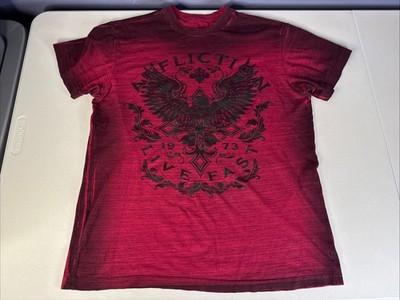 Affliction Shirt Red Live Fast Double Eagle Biker Graphic Tee USA Mens Sz L