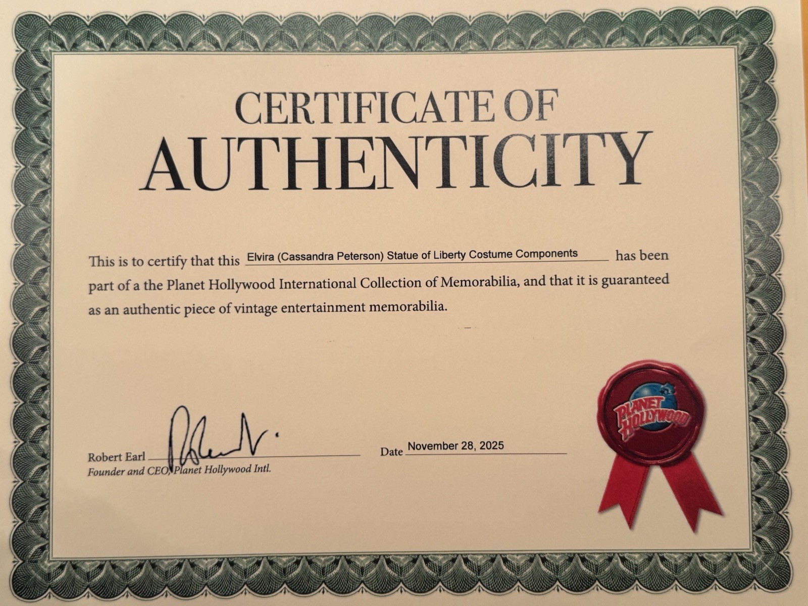 Elvira Cassandra Peterson Personally Owned & Worn Statue of Liberty Crown