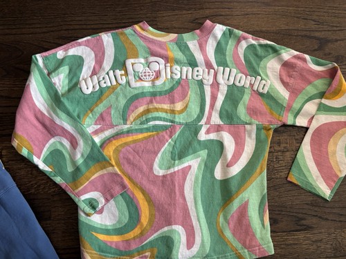 Disney World Spirit Jersey Authentic Merch Retro Pink Green Swirl Large 10/12 - Picture 2 of 3