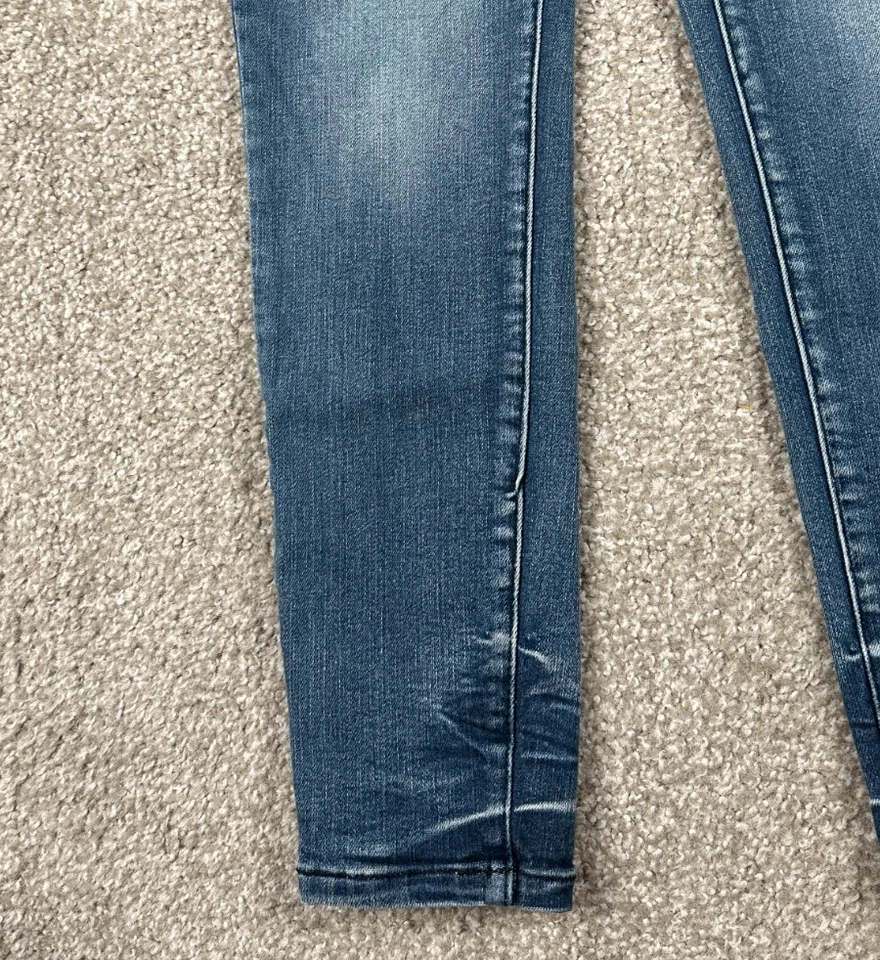 Judy 蓝色牛仔裤女式 11/30 紧身版型中号水洗弹力牛仔布 *28x26.5 — 第 3/4 张图片