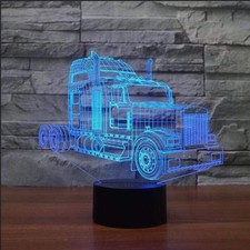 7-Color Changing 3D Illusion Table Lamp Truck LED Night Light Remote Controlled