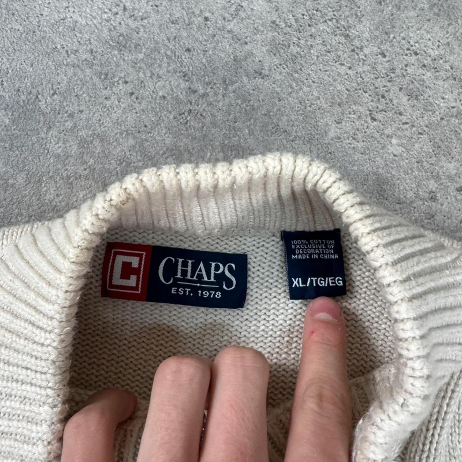 Chaps Ralph Lauren jumper men's size XL cream 1/4 pullover image 4