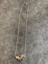 Natural ruby, emerald and saphire pendant on 15 inch chain all 925 silver