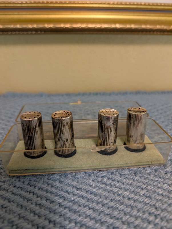 4 Vtg 1950s Columnesque Salt & Pepper Shakers Sterling Silver By Towle