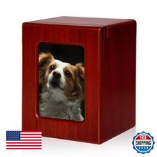 PCS Pet Urn for Dog Ashes - Photo Frame - Red - Medium - Pet Cremation Box