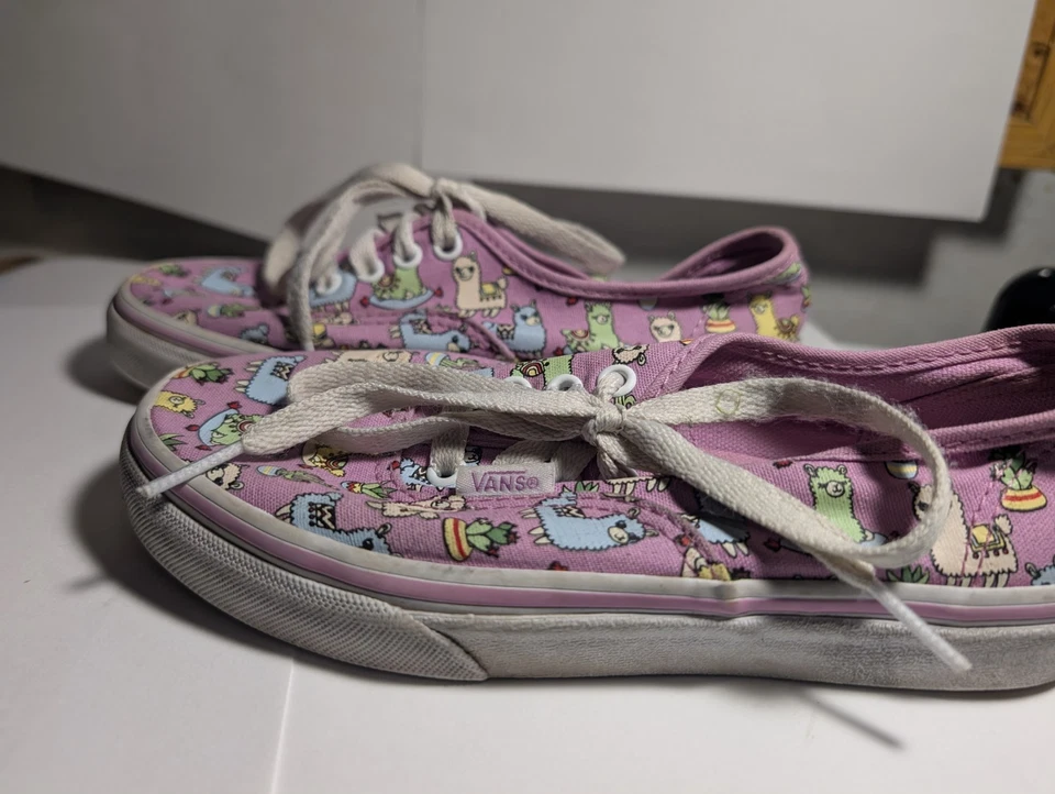 Vans Zapatos Llama Zapatos de Skate Niños EE. UU. Talla 2 púrpura blanco fuera de la pared Foto 3 de 4