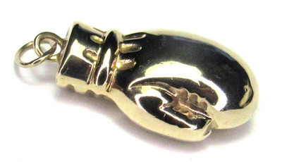 GROSSER 14K massiver Gelbgold Boxen GOLDEN GLOVE Charm Anhänger 1,7gr. VEREINIGTE STAATEN