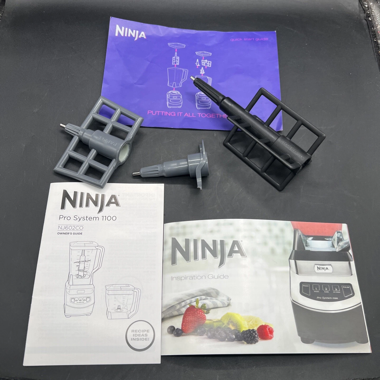 Ninja Pro System 1100 Blender Lot of 3 Whipping Paddle ,Dough, Blades W/Guide