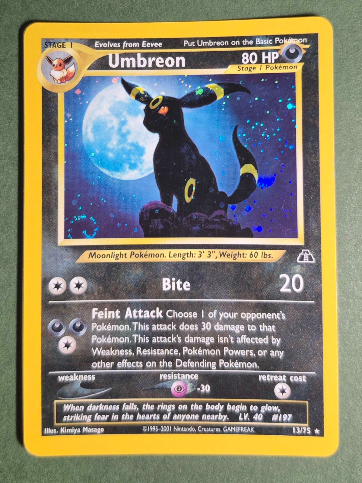 Pokemon TCG Umbreon 13/75 Neo Discovery Holo