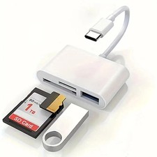 USB C to SD Card Reader, 3-in-1 Hub Converter, Micro SD TF Memory Type-C Adapter