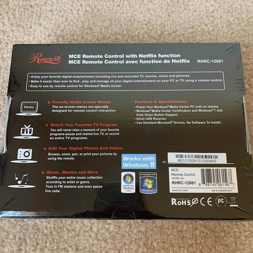 Rosewill RHRC-12001 MCE Remote Control With Netflix Function For Windows 7/8 - Image 2 of 4