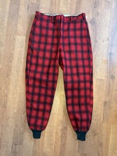 Woolrich Men's Deadstock Red Plaid Wool Hunting Pants 1960  s Size 36