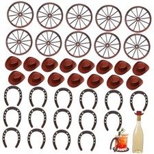 40 PCS Western Themed Party Decorations Mini Horseshoes Cowboy Hats Wagon