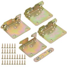 4 Sets Bed Rail Brackets Heavy Duty Non-Mortise Bed Rail Fittings with Screws...