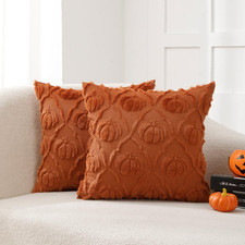 Fall Throw Pillow Covers 18X18 Set of 2 Pumpkin Couch Halloween Decor Bed Rust