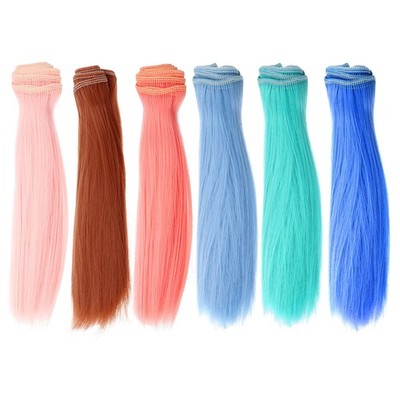 15cm Doll Hair Wefts, 6Pcs Straight Hair Doll Wigs, Multicolor 4