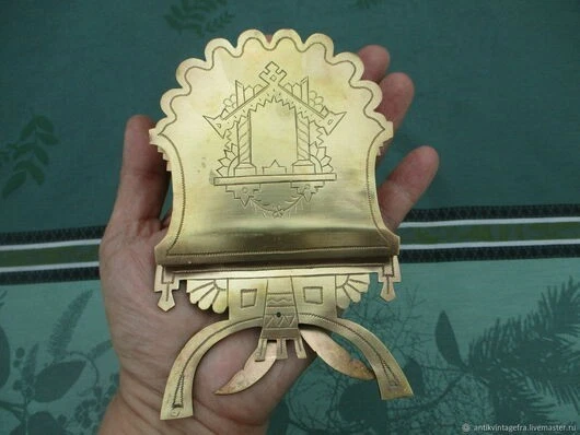 Ancien Porte-courrier Porte-serviettes Original en bronze XIXe siècle - Photo 1/4
