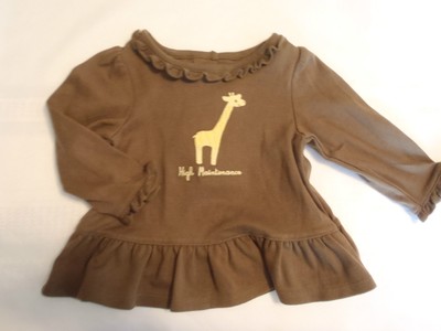 GYMBOREE Baby Girls 6-12 Month Baby Giraffe Brown Shirt NWT Long Sleeve