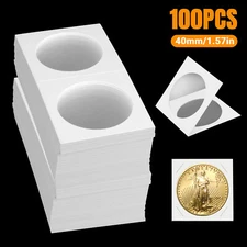100pcs Coin Flips for Morgan Peace Silver Dollar, 40mm Cardboard Holder 2x2 inch