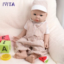IVITA 17"Blue Eyes Boy Newborn Lifelike Full Silicone Reborn Baby Doll