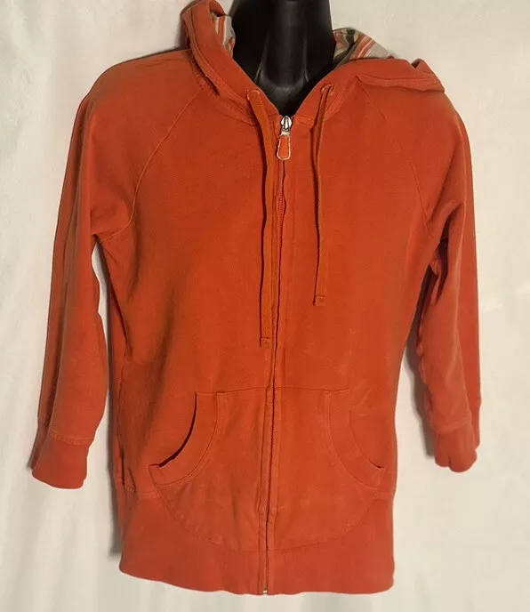 Alo Yoga Women's Hoodie Sweatshirt Orange Cotton/Spandex Full Zip Size  Small