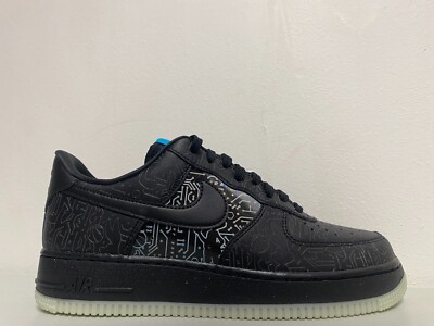 Nike Air Force 1 '07 Black Black Lt Blue Fury DH5354-001 Size 15