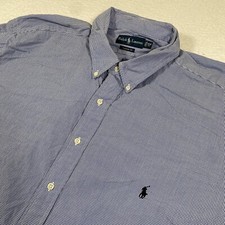 Polo Ralph Lauren Shirt Mens 4XB Big Blue Button Down Long Sleeve Pony Gingham