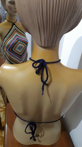 Top Granny Uncinetto copricostume canotta estiva cotone fatto a mano donna - Foto 6 di 8