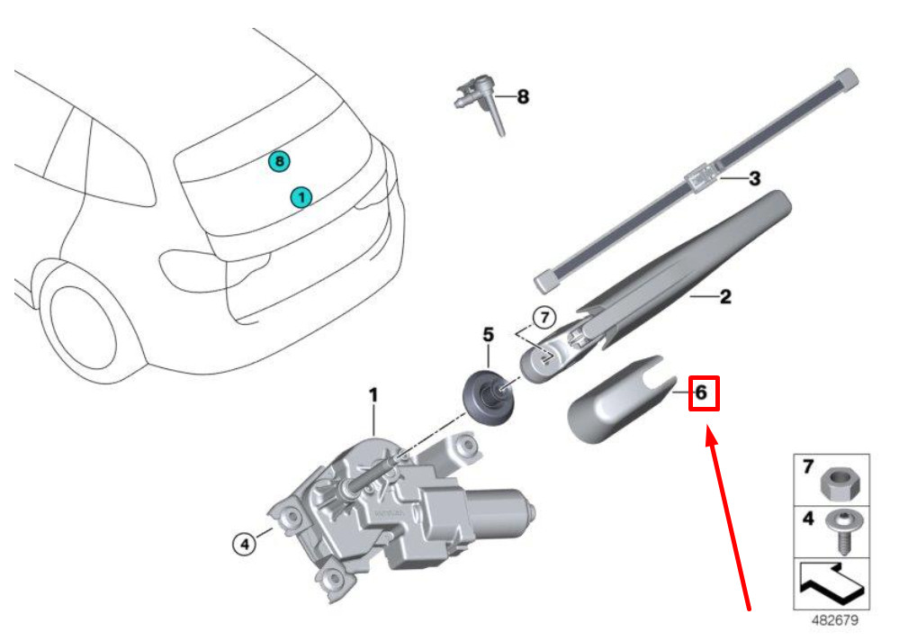 NEU BMW X3 G01, F97 HECKSCHEIBENWISCHERARMABDECKUNG 7407276 