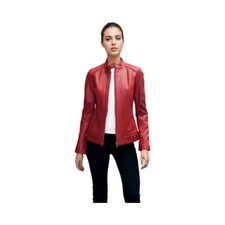 Mason & Cooper Women's Moto Leather Jacket Color Cherry