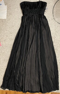 BCBG MAXAZRIA black strapless silk long gown dress 10p 10 p petite NWT