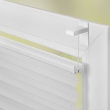 Plissee Klebfix, ohne Bohren, verspannt, blickdicht, Hitzeschutz - Weiß