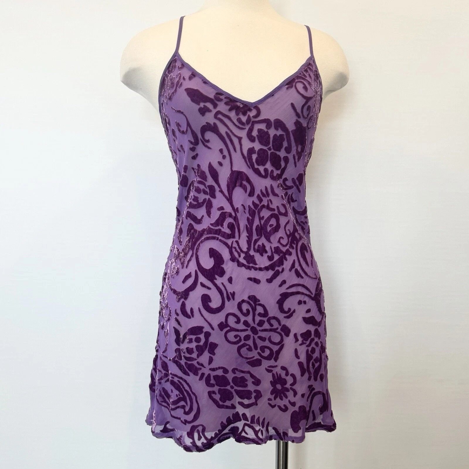 UNDERCOVER Abito slip vintage trasparente Y2K Victoria's Secret seta rayon viola velluto trasparente