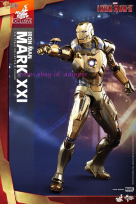 Perfect Hot Toys Mms341 1/6 Iron Man 3 Midas Mark Xxi Gold Chrome